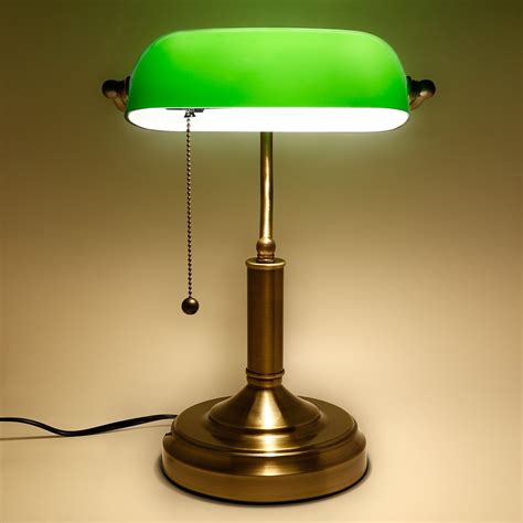 Torchstar Traditional Bankerâ€ S Lamp Antique Style Emerald Green Glass