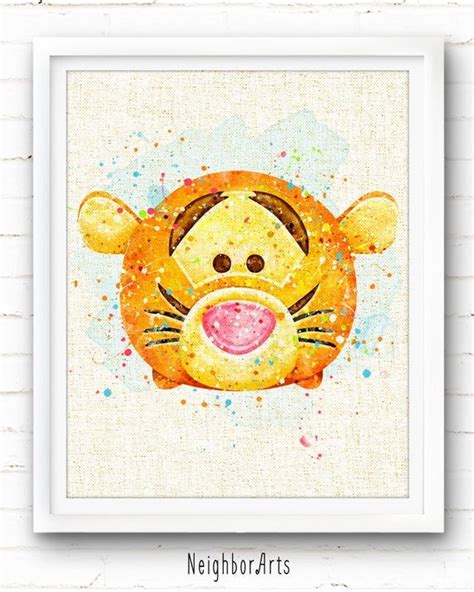 Winnie The Pooh Tigger Print Disney Poster Watercolor Art Burlap