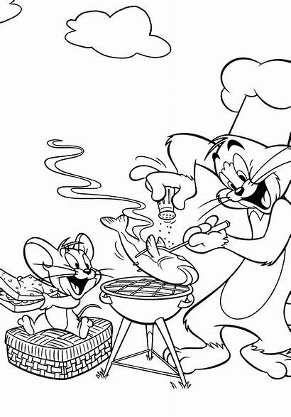 Coloring Jerry Tom Pages Cooking Fish Cartoon