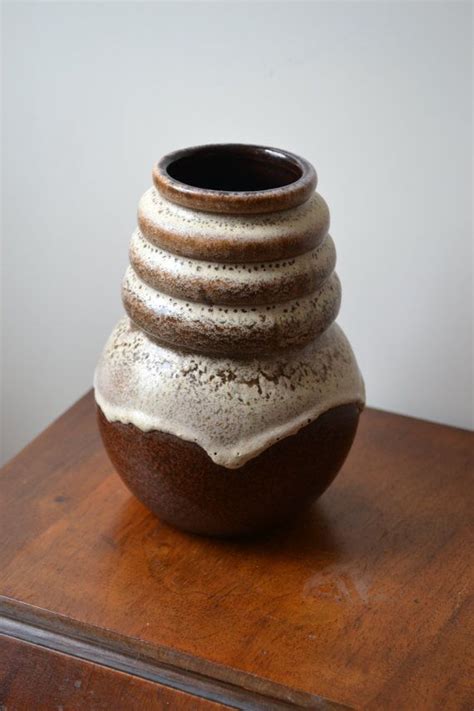 Reserved Vintage Mid Century Brown Vase With Lightbrown Lava Etsy