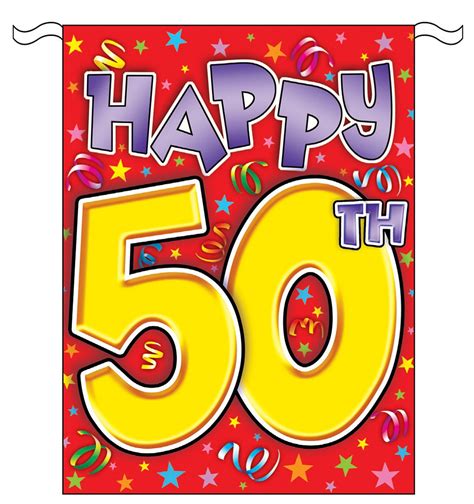 Happy 50th Birthday Bright Banner Free Image Download