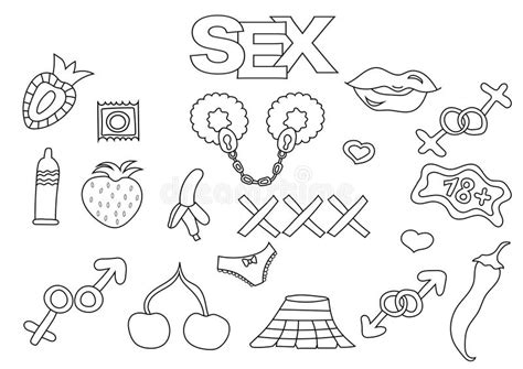 Sex And Elements Hand Drawn Set Coloring Book Template Stock Vector