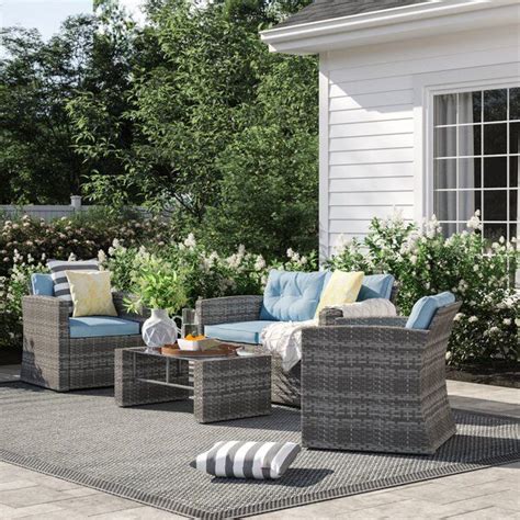 Sol 72 Outdoor Rawtenstall 4 Piece Sofa Set With Cushions And Reviews