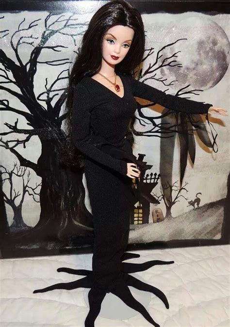 pinning to correct gothic barbie no no hun that s morticia addams doll dress steampunk