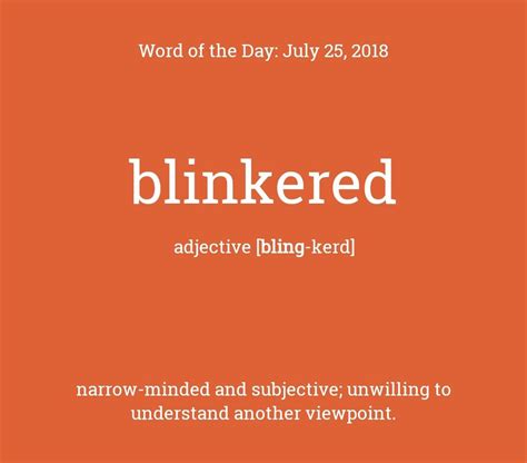 Blinkered Word Of The Day From Dictionary