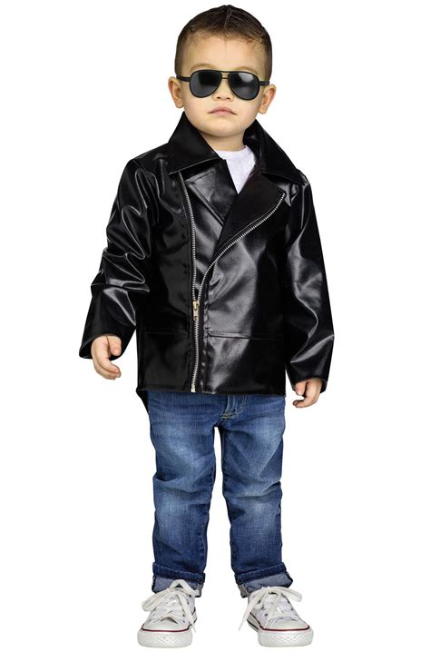 For example, a generic outfit for a guy would include black jeans, a bullet belt, a leather jacket, leather studs, and a simple t shirt. Rock 'N' Roll Jacket Toddler Costume - PureCostumes.com