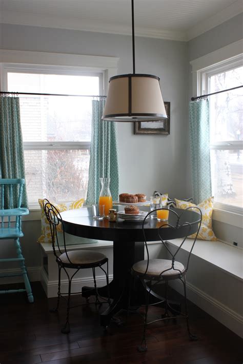 The pastel blue and white of this kitchen nook is calm and relaxing, while the colors in the large painting and on the pillows add a. A Tree Lined Street: Breakfast & Nook Sneak Peek
