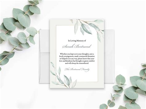 Funeral Acknowledgement Card Template Sympathy Thank You Note Etsy In