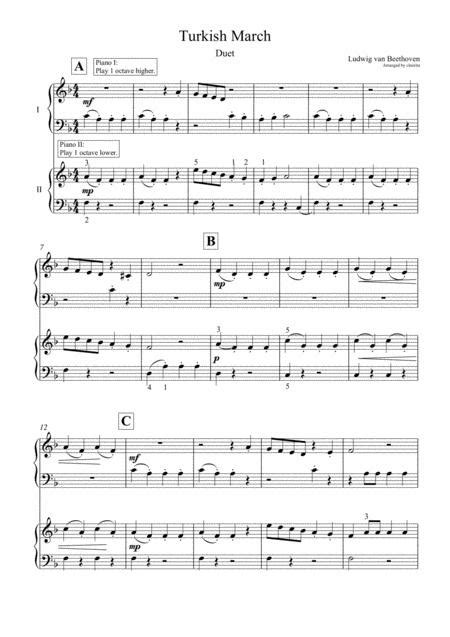 All ▾ free sheet music sheet music books digital sheet music musical equipment. Turkish March By Beethoven PIANO DUET (For Beginners) By L.V. Beethoven - Digital Sheet Music ...