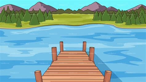Wooden Deck On Lake Background Cartoon Vector Clipart Friendlystock