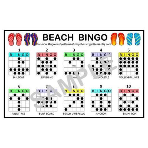 Collection Summer Time Fun Bingo Card Patterns For Etsy In 2020