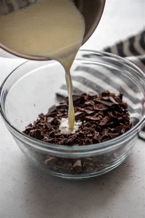 At its core, chocolate ganache is nothing more than a smooth emulsion of dark chocolate and heavy cream (pro tip: How to Make Chocolate Ganache without Heavy Cream + VIDEO