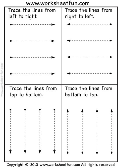 Line Tracing Vertical Horizontal And Slanted 3 Worksheets Free