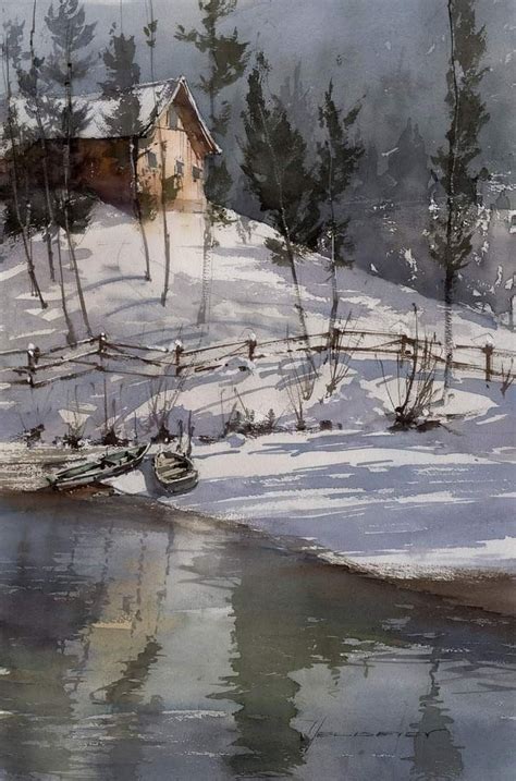 Winter Landscape Painting Watercolor Landscape Landscape Paintings