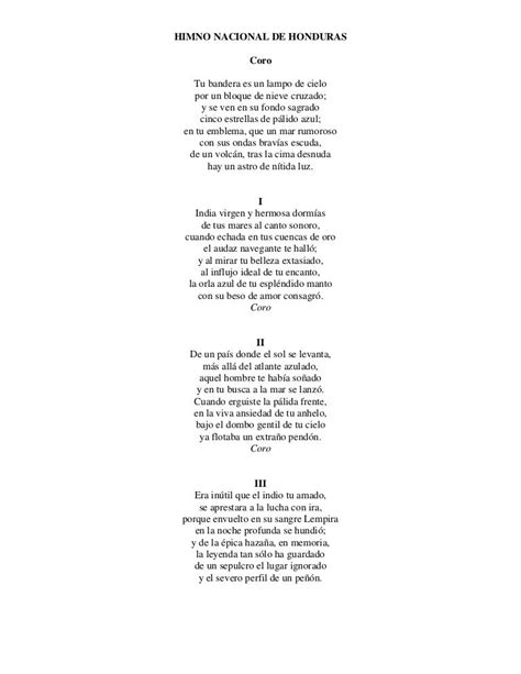 Letra Del Himno Nacional De Honduras Kulturaupice