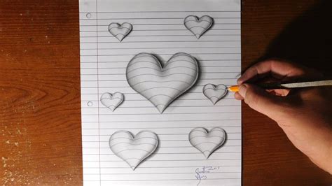 At least 30 minutes a day, or three and a half hours per week. How to Draw 3D Hearts - Line Paper Trick Art - YouTube