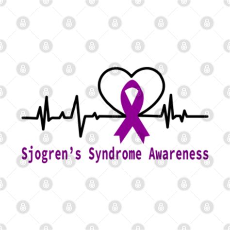 Heartbeat Sjogrens Syndrome Awareness With Purple Ribbon Sjogrens