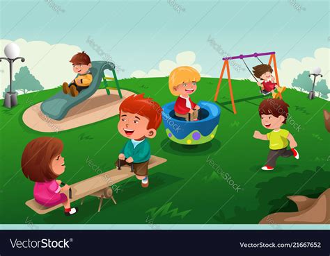Kids Playing In The Park Royalty Free Vector Image