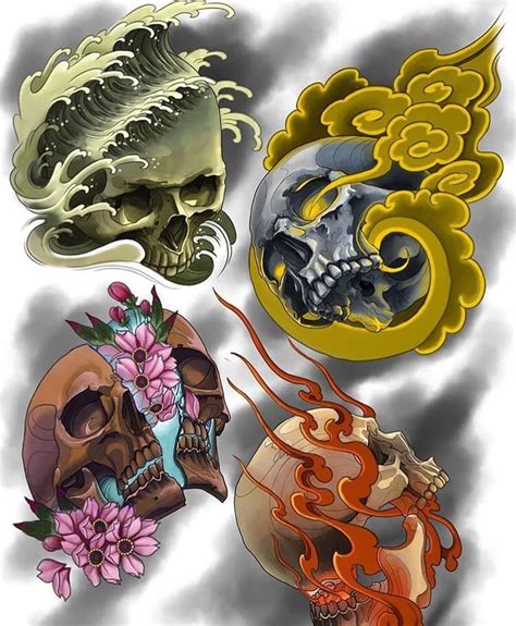 Pin By Nefarious On Skull Japanese Tattoo Art Skull Tattoo Design