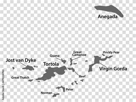 Blank Map British Virgin Islands In Gray Every Island Map Is With