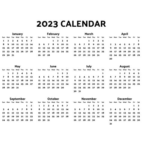 Calendario 2023 Anno Intero Nero Calendario 2023 Calendario Nuovo