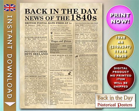 Victorian Style Newspaper Historical News 1840s In Britain Etsy
