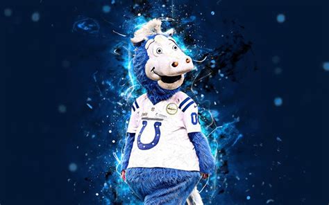 Download Wallpapers Blue 4k Mascot Indianapolis Colts Abstract Art