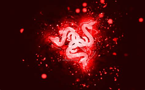 Download Wallpapers Razer Red Logo 4k Red Neon Lights Creative Red