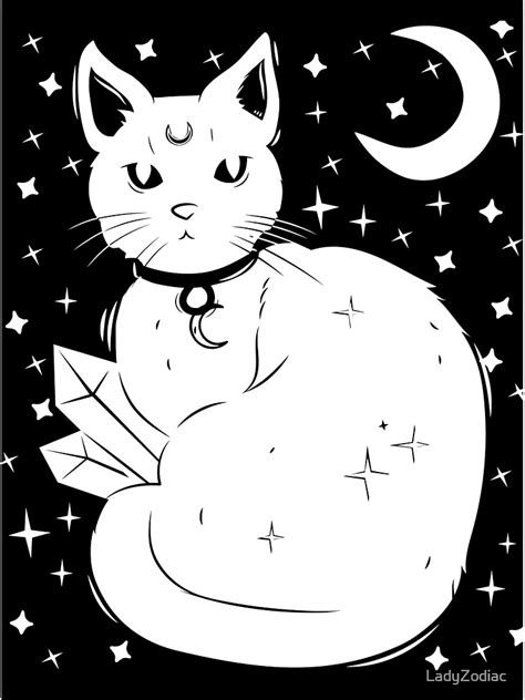 crescent moon crystal cat poster for sale by ladyzodiac redbubble