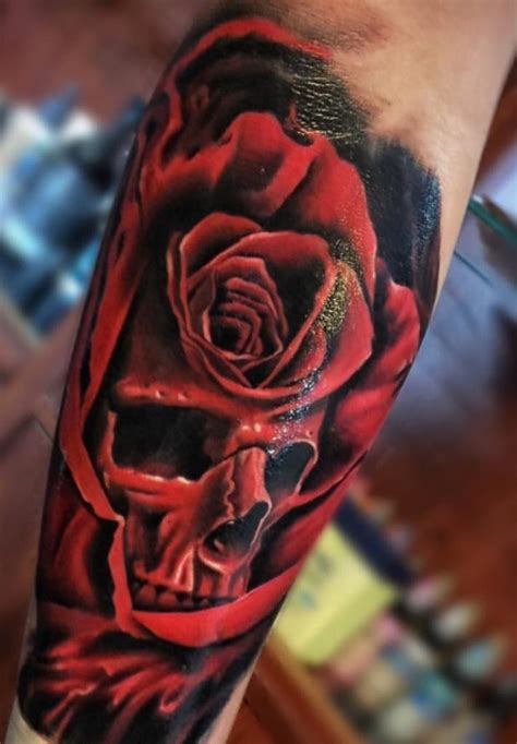 Skull roses rose tattoo design digital blackandgrey bg. Unique Combination of Rose and Skull Tattoo and its ...