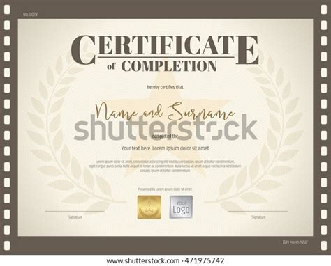 Certificate Completion Template Brown Color Movie Stock Vector Royalty