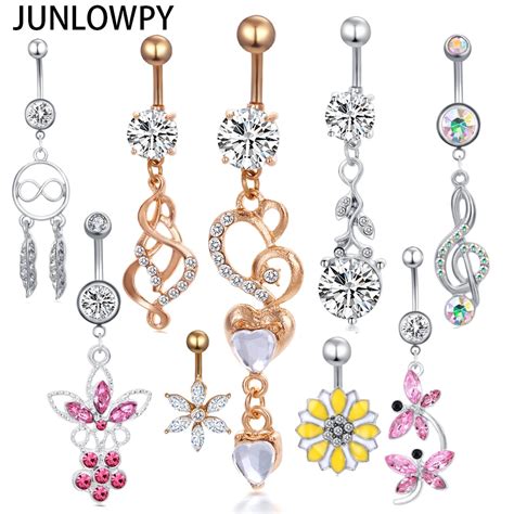 Junlowpy Mix 9 Styles 14g Belly Button Rings Dangle Navel Ring