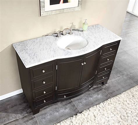 Silkroad Exclusive 55 Inch Carrara White Marble Stone Top Bathroom