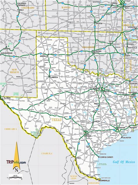 Texas Road Map With Cities And Towns Printable Maps