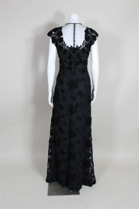 Ungaro Couture 1990s Black Appliquéd Guipere Lace Gown At 1stdibs