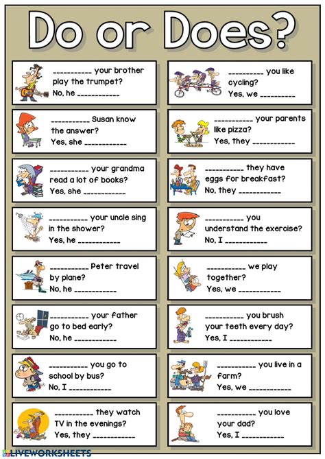 You can do the exercises online or download the worksheet as pdf. Third Grade A-B-C-D: GRAMMAR DO - DOES (PRESENT SIMPLE)