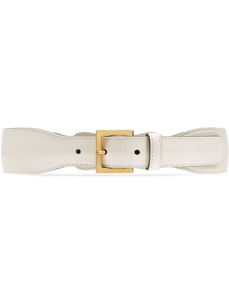 Gucci Womens Leather Belt With Horsebit In White Modesens Detailed