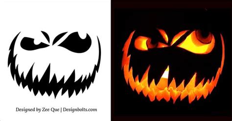 10 Free Scary Halloween Pumpkin Carving Patterns Printable Templates