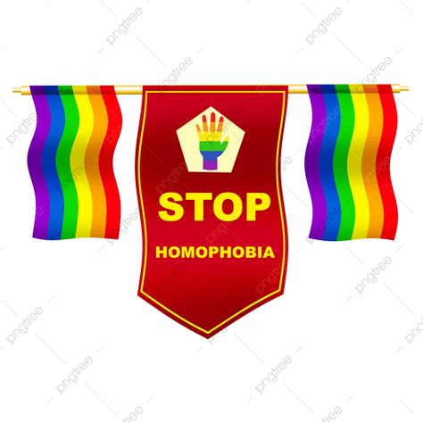 Lgbt Colgando Banderas Verticales Con Homofobia De Parada Banner Rojo