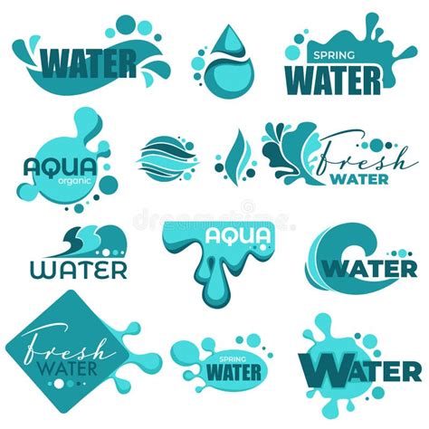 Water Splashes And Text Samples Logos And Emblems Stock Vector