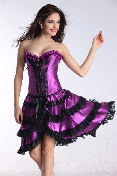 Buy Party Long Corset Overbust Bustier Black Purplevictorian Corset Dress
