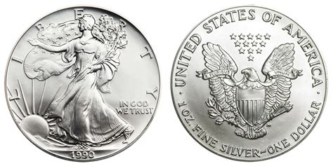 1990 S American Silver Eagle Bullion Coin Bullion No Mint Mark Type 1
