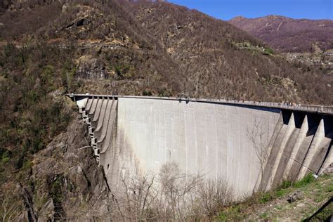 The Verzasca Dam In The Val Verzasca Gordola Switzerland Stock Image