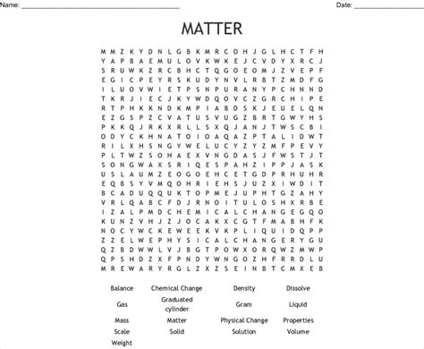 Breathtaking Properties Of Matter Word Search Printable — Db