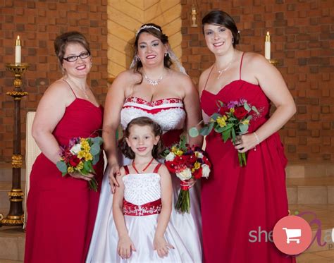 White And Red Matching Flower Girl And Bride Dresses