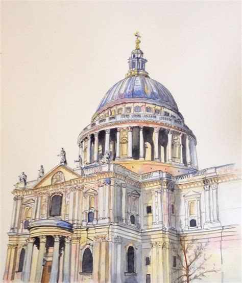 St Pauls Cathedral London Watercolour And Ink Painting For The New