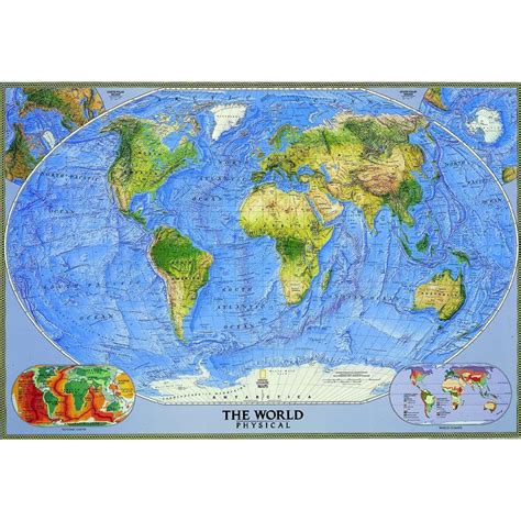 National Geographic Physical Map Of The World Large