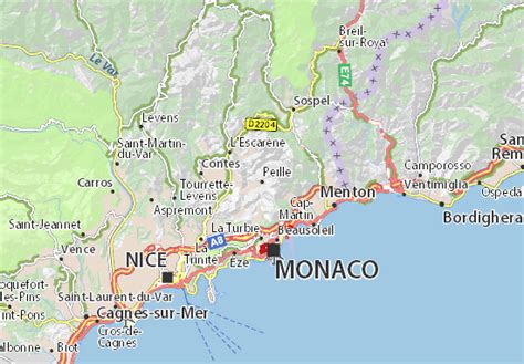 Italy borders it on the east with the metropolitan city of turin and the province of cuneo, region of piedmont. MICHELIN Peille map - ViaMichelin