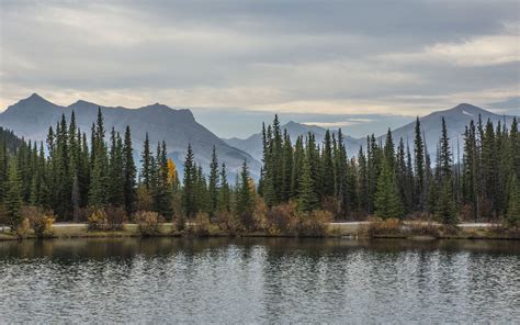 Download Wallpaper 3840x2400 Mountains Lake Spruce Trees Autumn 4k