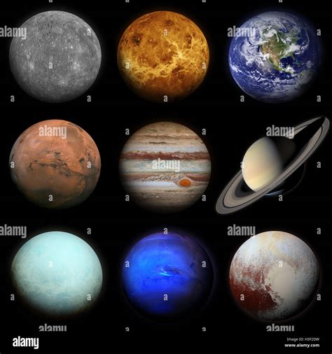 Solar System Planeten Auf Schwarzem Hintergrund Sonne Merkur Venus